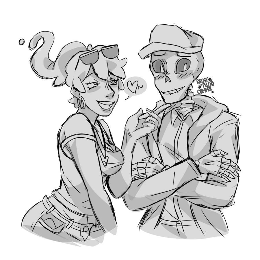 Shaded sketch Half body, 2 characters ($45)